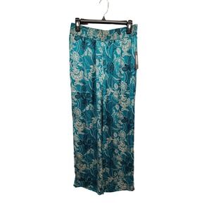 Vince Camuto Teal Floral Wide Leg Pants Size Small New With Tags